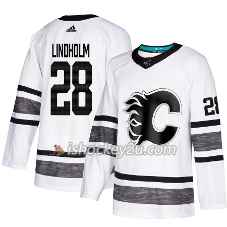 Mænd NHL Calgary Flames Trøje Elias Lindholm 28 Hvid 2019 All-Star Adidas Authentic